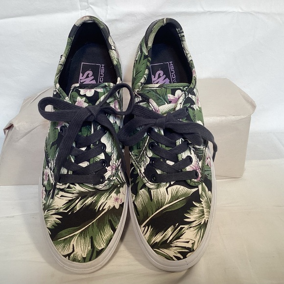 Vans Tropical Floral Ultracush Green and Black Canvas Sneakers Women’s size 10 - Picture 2 of 10